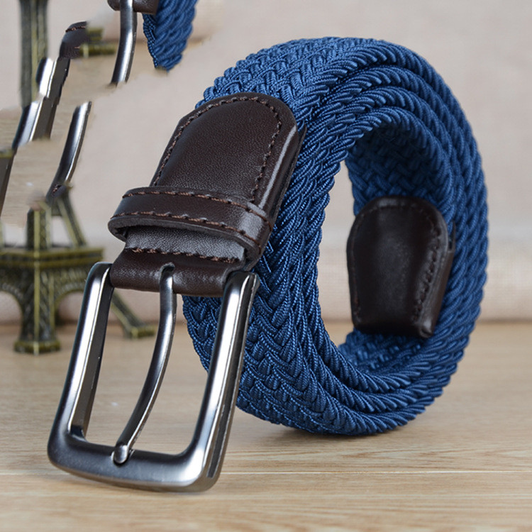 All-match Pin Buckle, Non-hole Elastic Adjustable Canvas Woven Trouser Belt