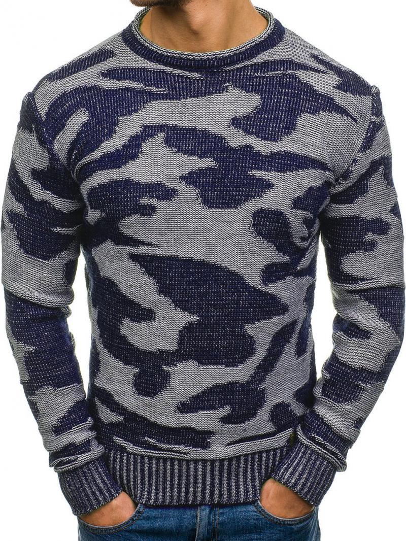 Title 3, Round Neck Pullover Sweater Contrast Color Loos...