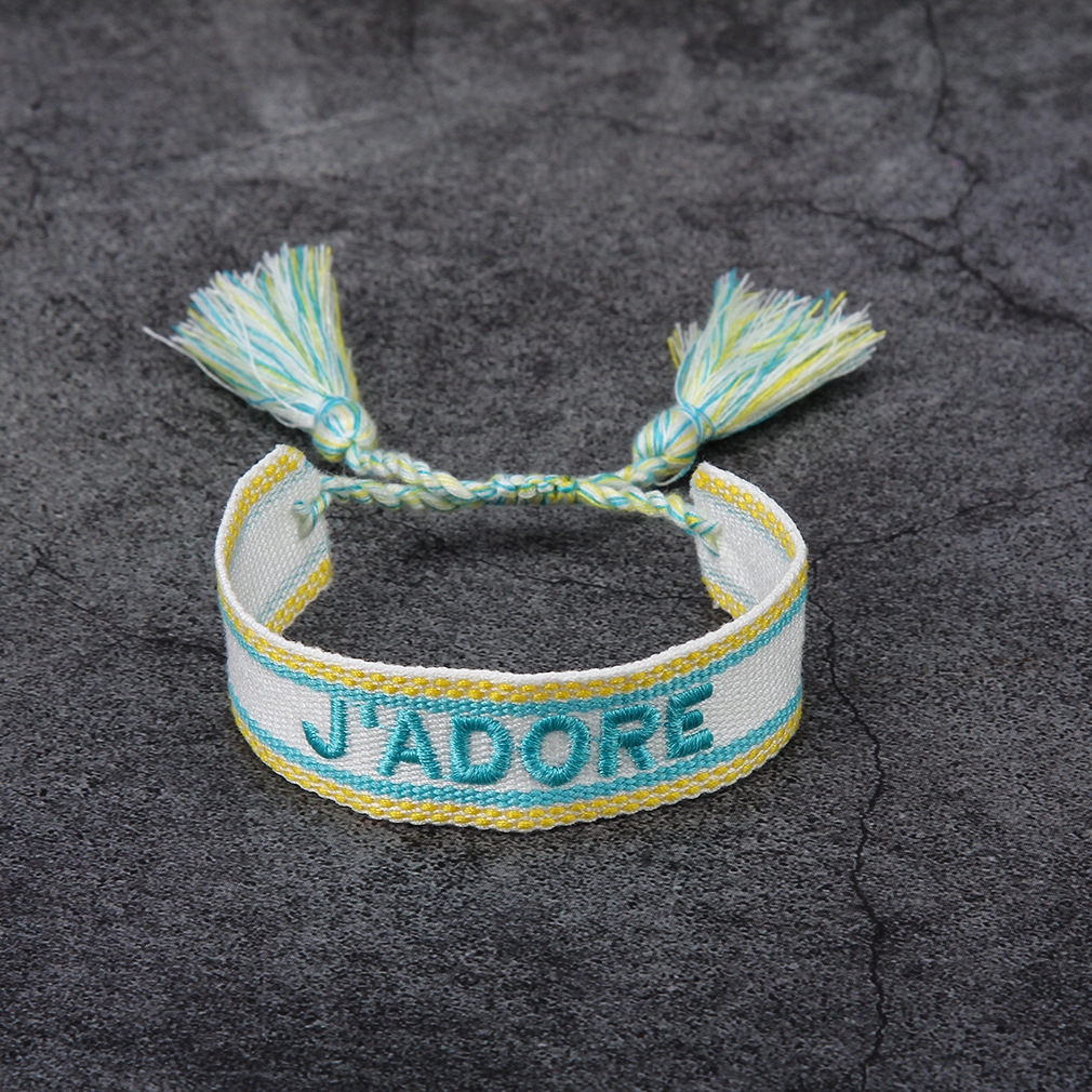 Title 8, French Alphabet Embroidered Bracelet J