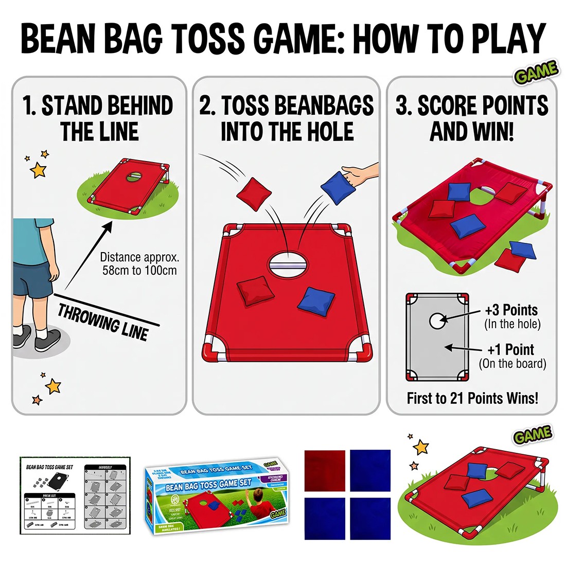 A Dult Kids Bean Bag Toss Game Set Family Outdoor Garden F Un Toy With 6