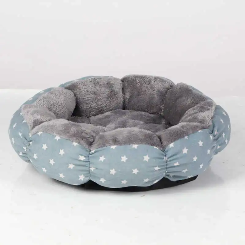 Cat Bed Cat Beds For Indoor Cats Calming Donut Bed For Puppy And Kitten Round Fluffy Pet Bed For Small Medium Dogs And Cats - Blue