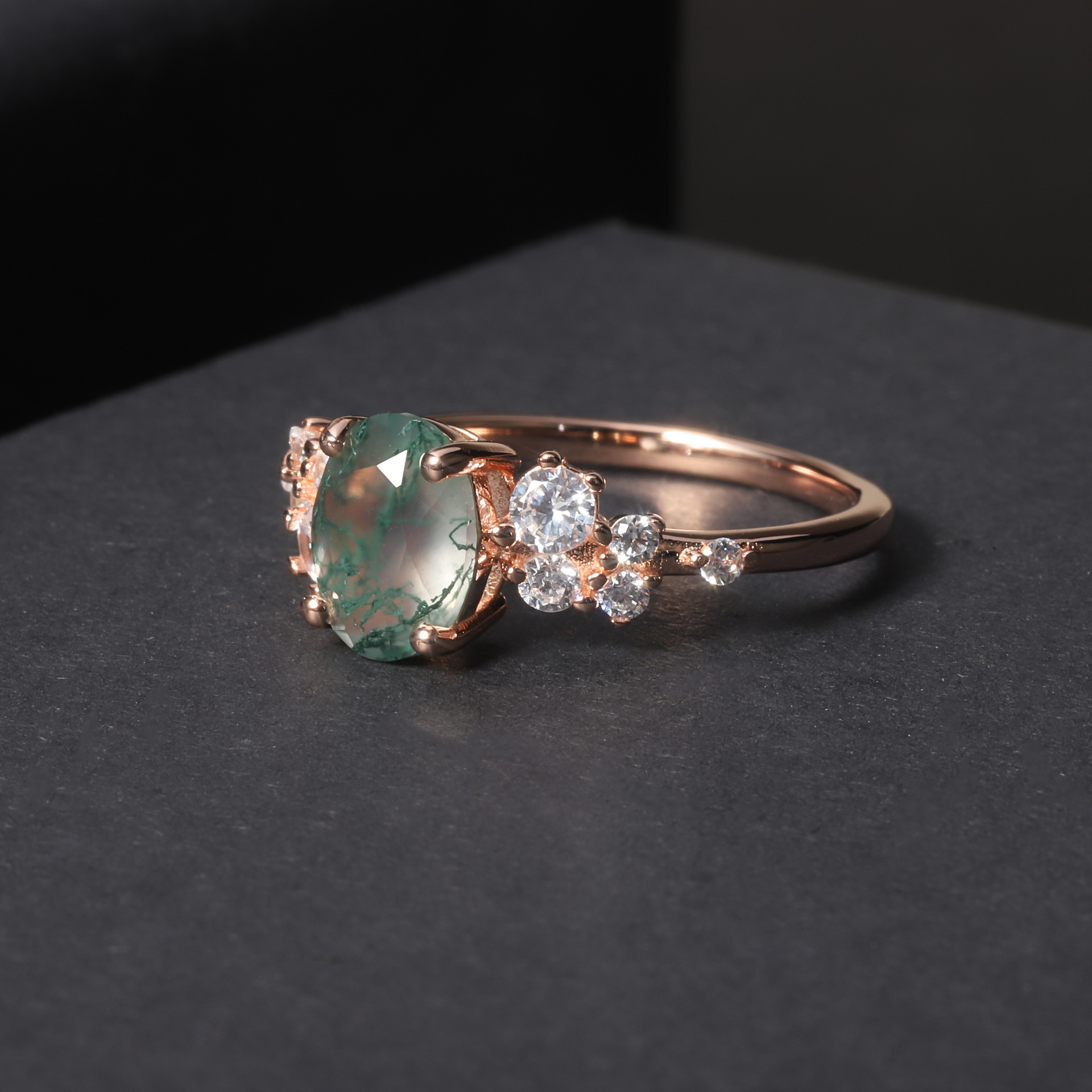 Title 4, 925 Sterling Silver Rose Gold Gemstone Ring