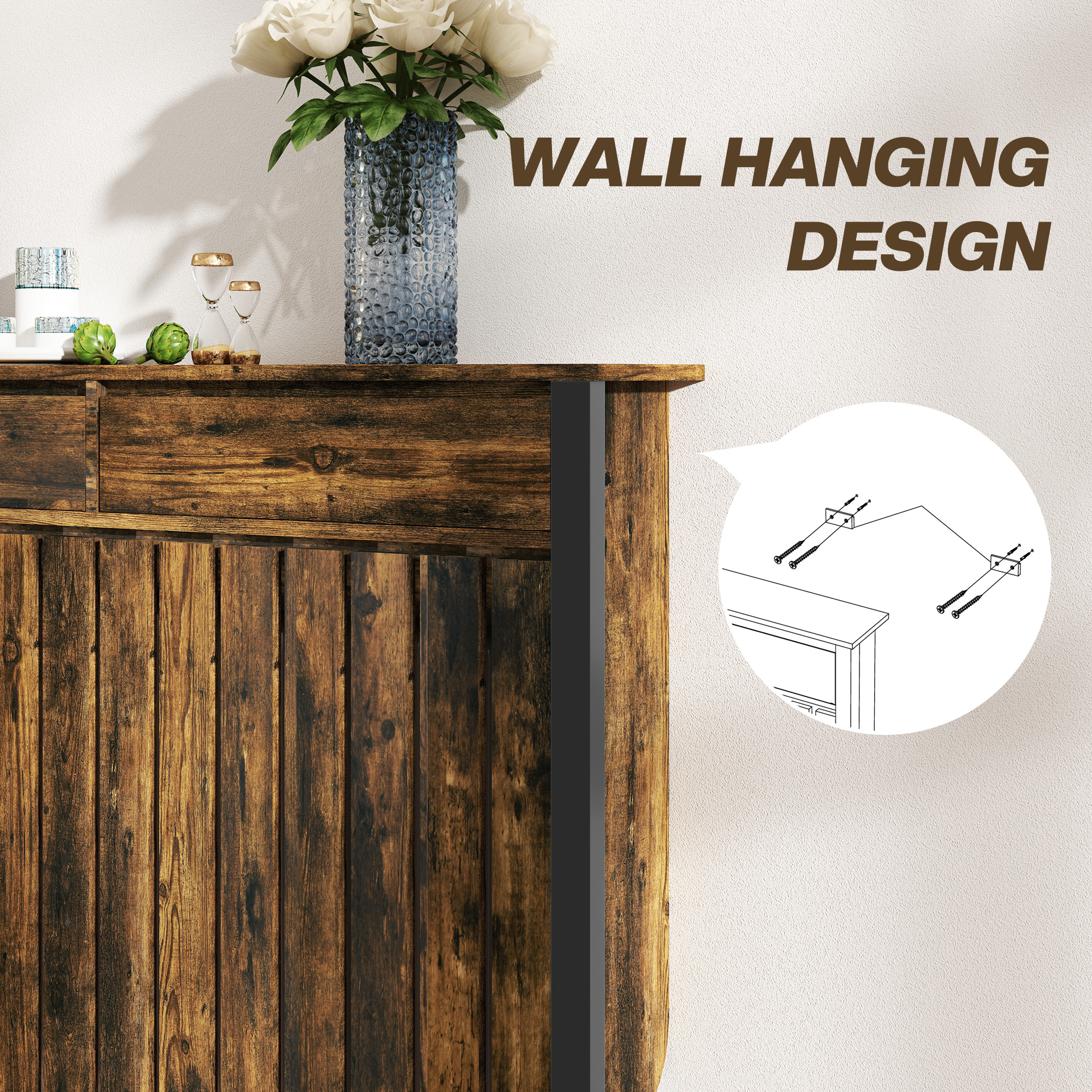 93 X 88.5 Cm Vintage Style Radiator Cover - Brown — image 7