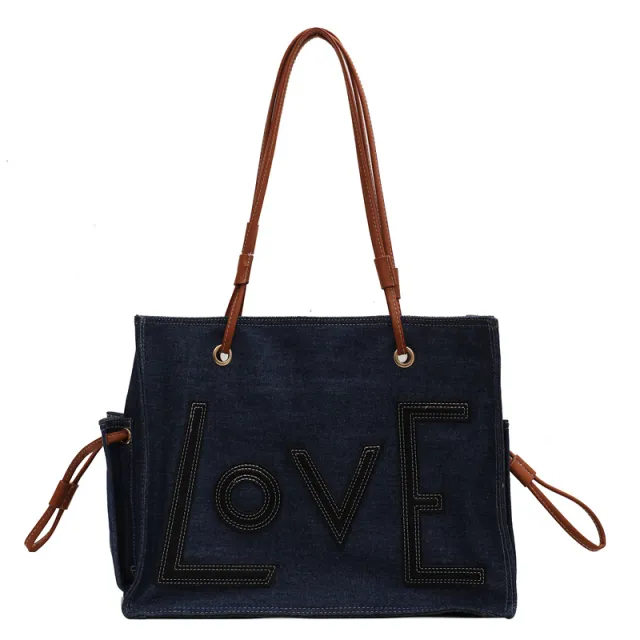 Handbag Simple Letters One shoulder Bucket Bag Horizontal - Shop at LoveMi