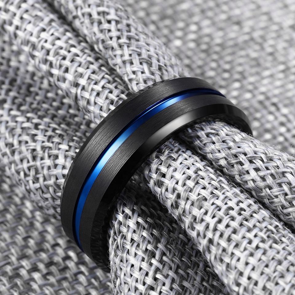 Title 5, Mens Simple Flat Black Tungsten Steel Ring. A ...