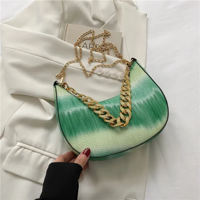 Casual Fashion Contrast Chain Tote Bag Green - Shop at LoveMi