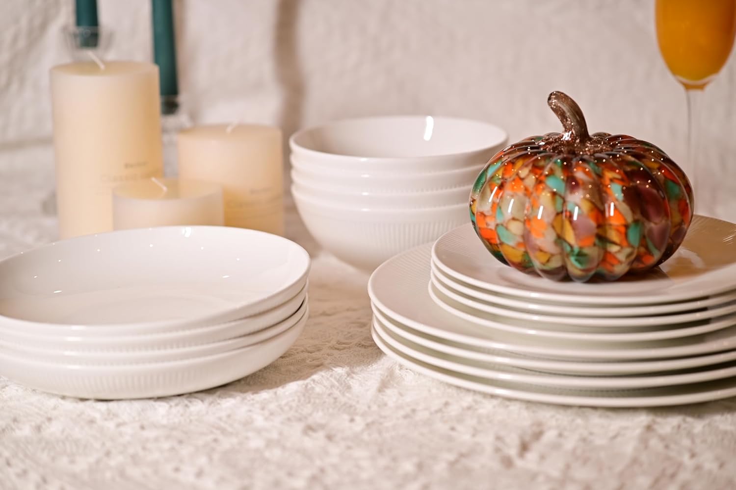 Service de table en porcelaine tendre dandilion, 16 pièces, service pour 4, assiettes – Image 5
