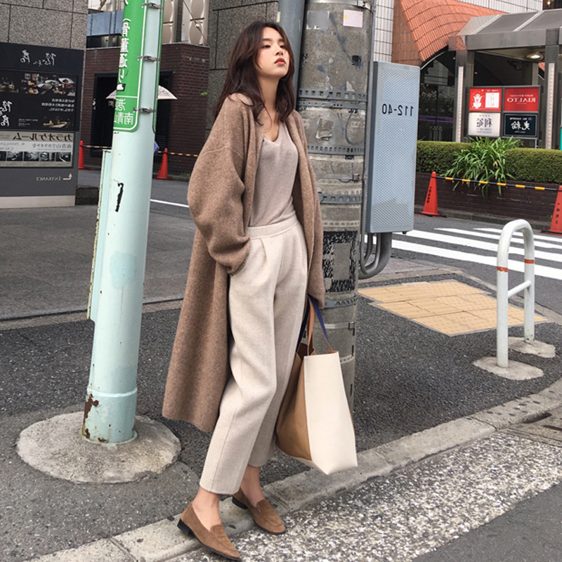 Sweater Loose Outer  Lazy Wind Mid-length Knitted Cardigan Jacket