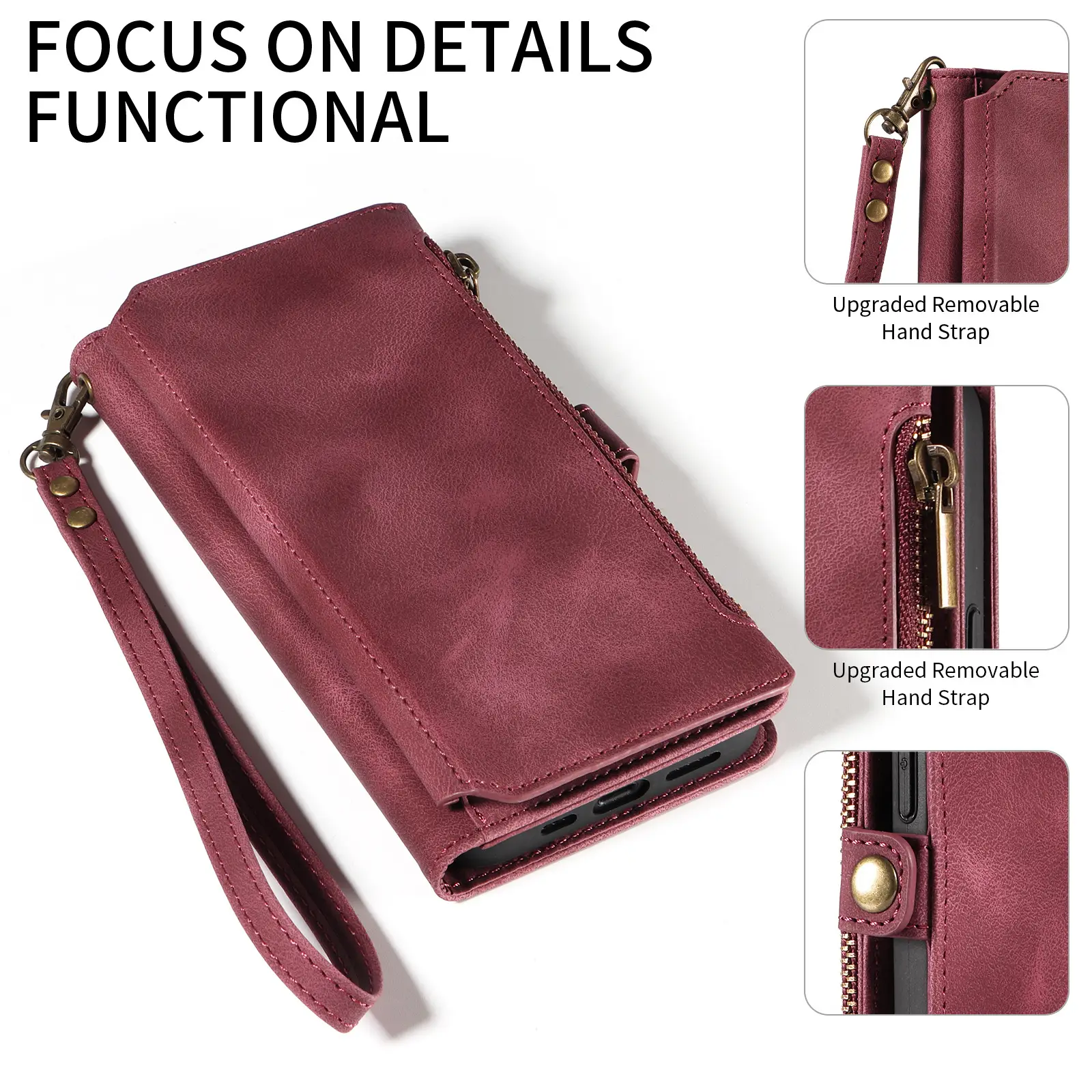 Wallet Flip Zipper Phone Leather Case