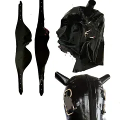Double Hair Tube Mobile Eye And Mouth Mask Latex Head Cover - Black - View 1
