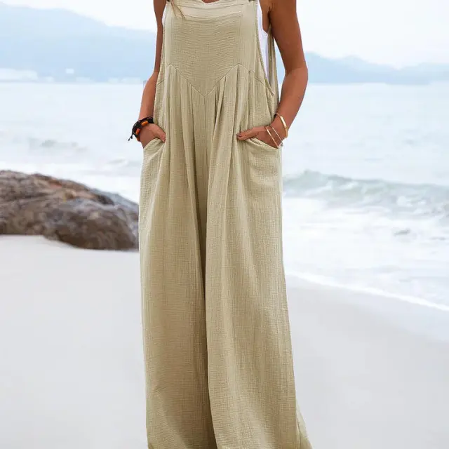Button Strap Jumpsuit Overalls Khaki - Shop at LoveMi