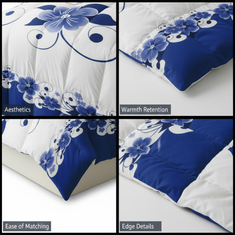 3 Piece Duvet Cover Set, US Designer Blue And White Floral Botanical Print High GSM Heavyweight Comforter Cover With Zipper Closure & Corner Ties, Pet-Friendly Microfiber Bedding — foto 3