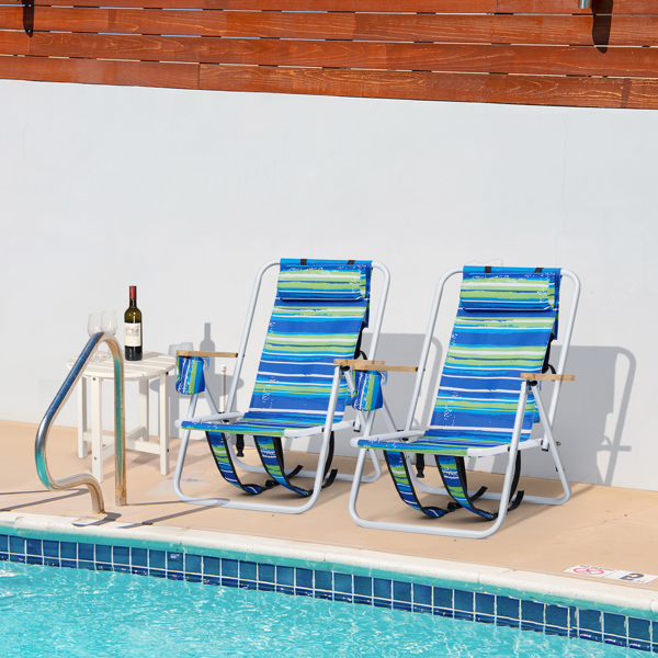 Folding Beach Chair Set Of 2 For Adults, 4 Position Portable Backpack Foldable... 12