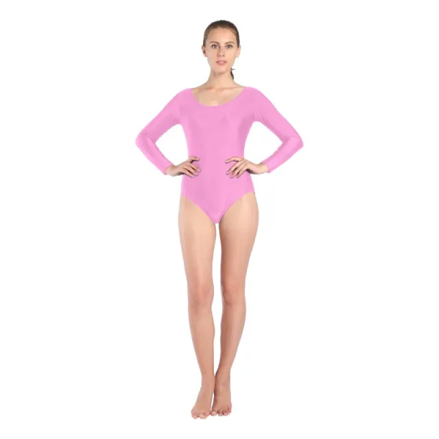 Short Long sleeved Round Neck Dance Suit Gym Suit Pink - Shop at LoveMi