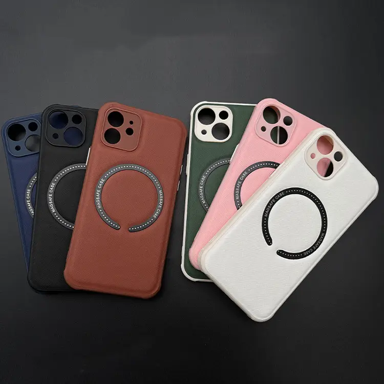 Leather Phone Case Iphone14 Mag Safe Magnetic