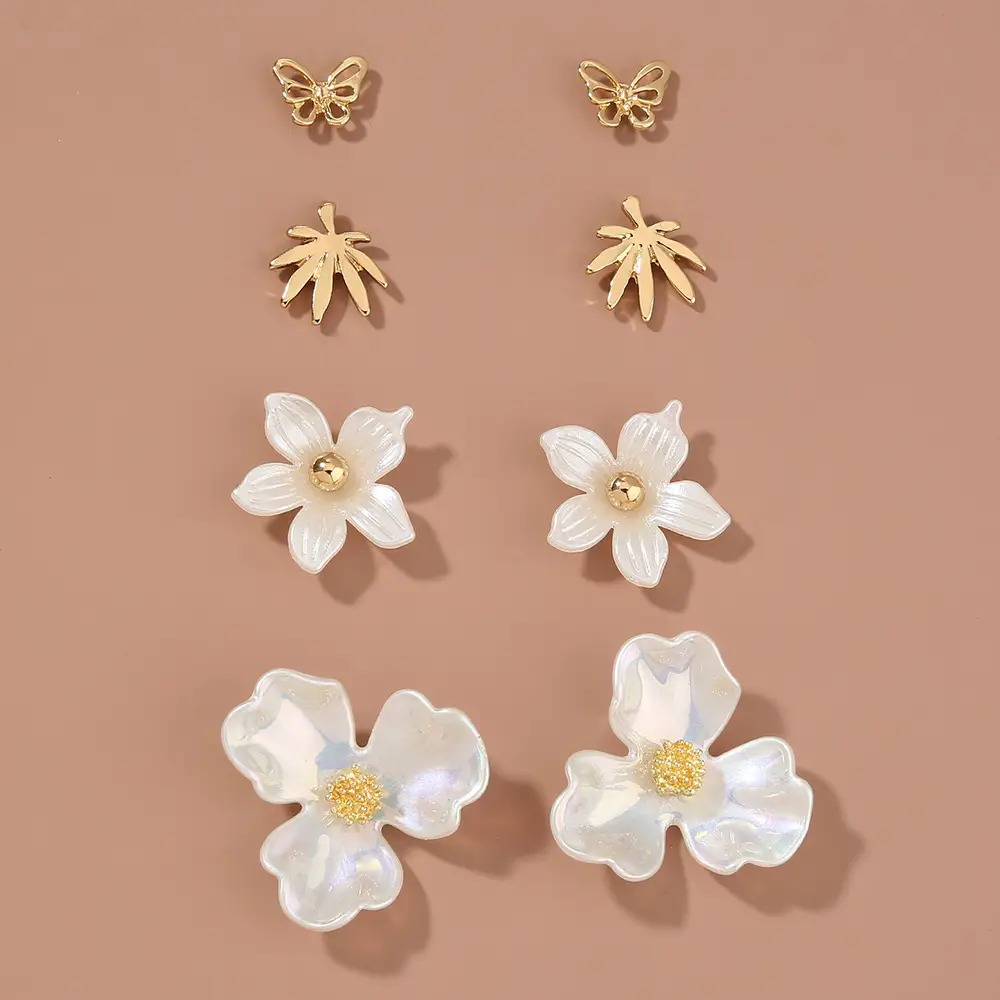 Fashion Women's All-match Butterfly Alloy Stud Earring Set