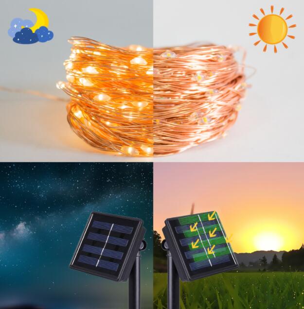 Title 2, 200 LED Solar Copper Wire String Lights, perfec...