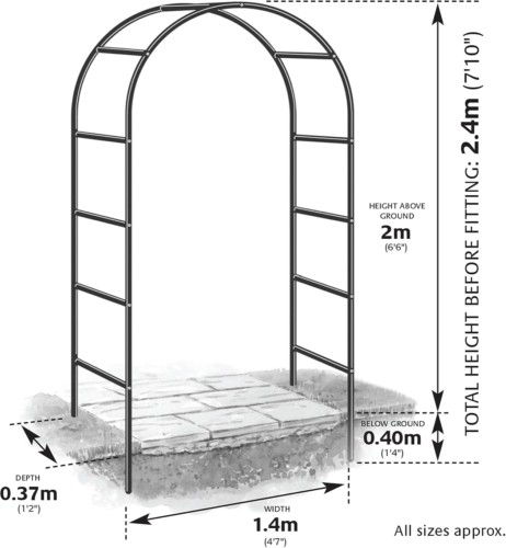 7.9FT Garden Arch Trellis Arched Balloon Climbing Plant Metal Tubular Archway — image 9