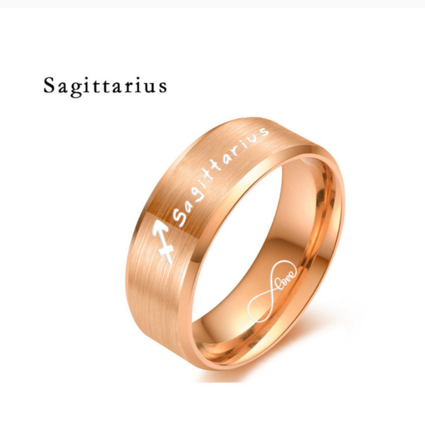 Bracelet Twelve Constellation Ring Titanium Steel Men's And Women's Rose Gold