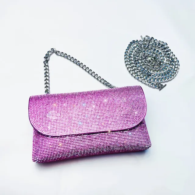 Niche Design Single Shoulder Women's Bag Full Of Diamonds Super Pink - Shop at LoveMi
