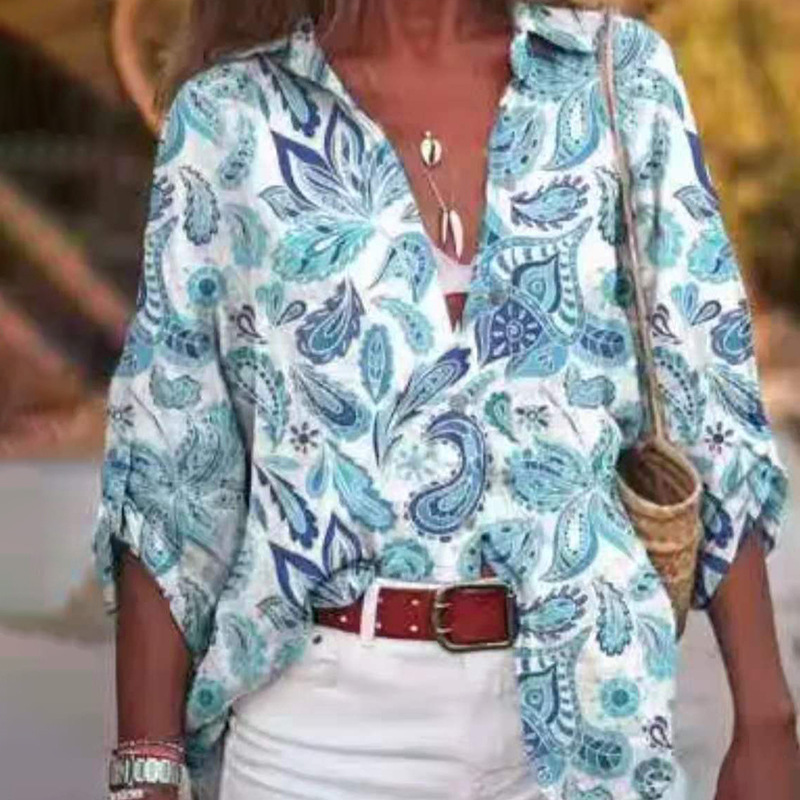 Women's Digital Printing Three-Quarter Sleeve Shirt