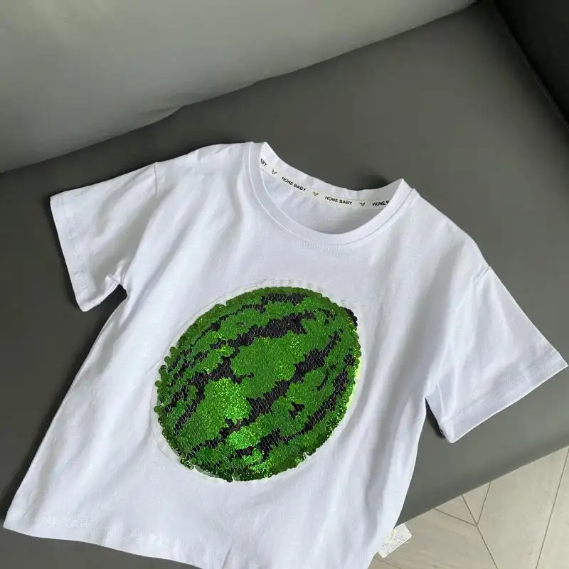 Sequined Watermelon Children's Cotton Color-changing T-Shirt