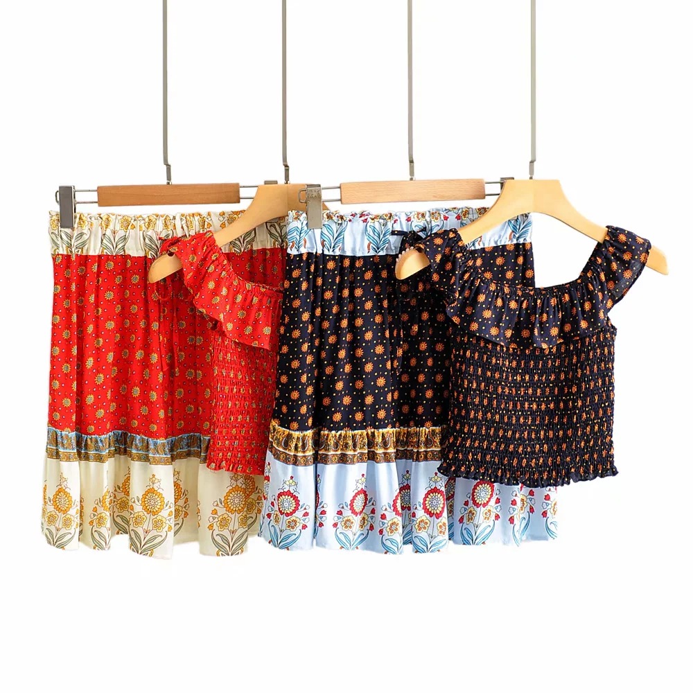 European And American Style Retro Rayon Positioning Flower Print Dress