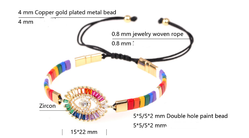 Ins Eye Colored Zircon Bracelet