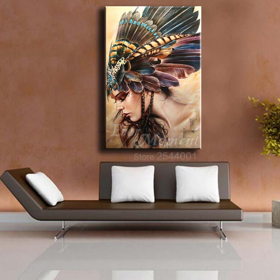 Diamond Painting Modern Painting Maya Woman Feather Headdress Art DIY Diamond Painting