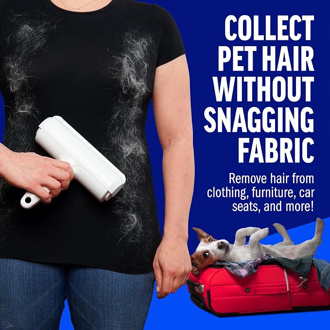 Reusable Pet Hair Remover Roller, Portable Lint Roller For Cat And Dog Hair On Furniture, Couch, Carpet, Car, Rugs And Bedding
