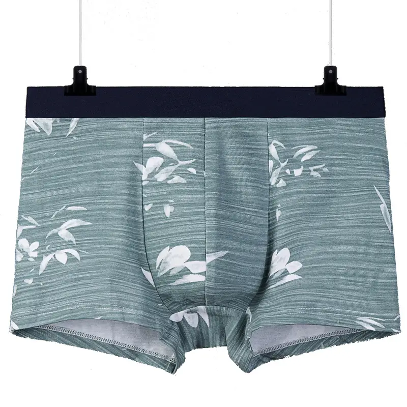 Fashion Men's Mid-waist Boxer Printed Cotton Briefs