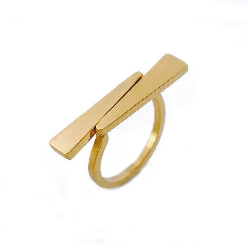 Fashion Irregular Long Triangle Design Cold Style Titanium Steel Ring
