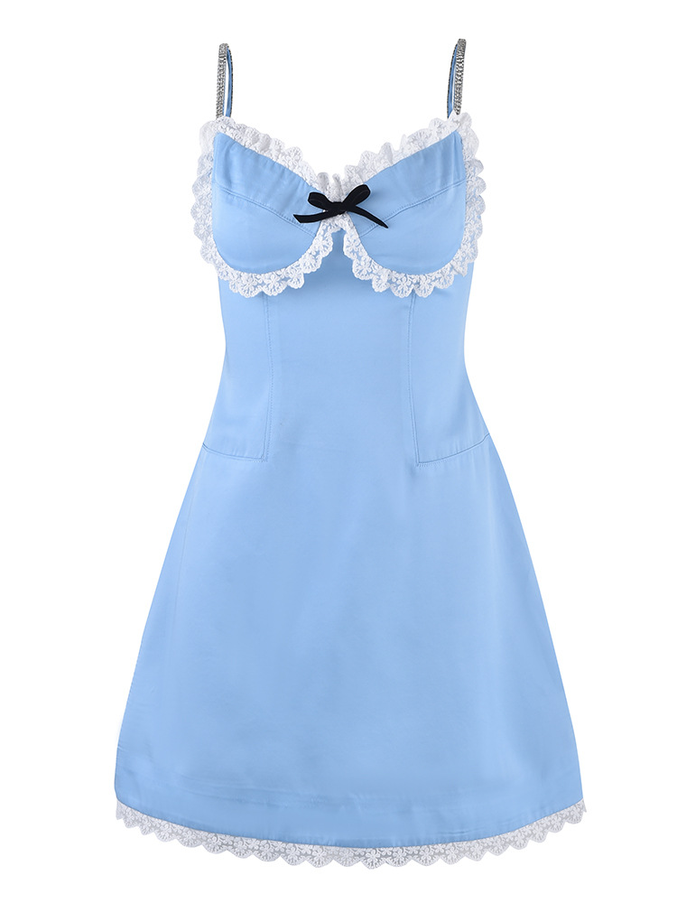 French Pure Wind Lace Stitching Suspender Skirt