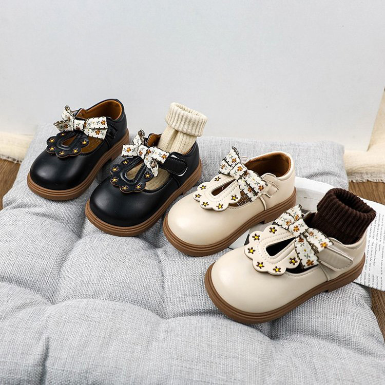 Girls' Princess Shoes, Soft Soled Baby Leather Shoes, Breathable Butterfly Bow Small Leather Shoes For Children