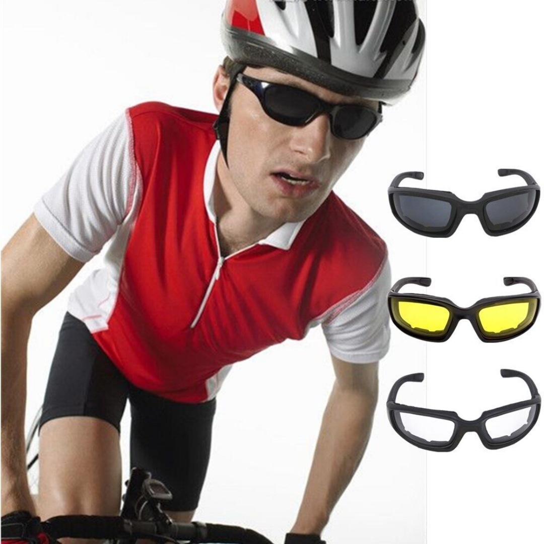 3 Pair Motorcycle Sports Biker Riding Glasses Padded Wind Resistant Sunglasses