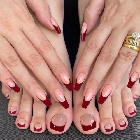 Nail Dressing Bright Red Hand and Foot Patch Set