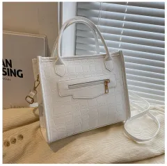 Women's Large Capacity Commuter Shoulder Bag - White - View 1