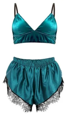New European And American Fashion Comfortable Lace Pyjamas Set - Green - View 1