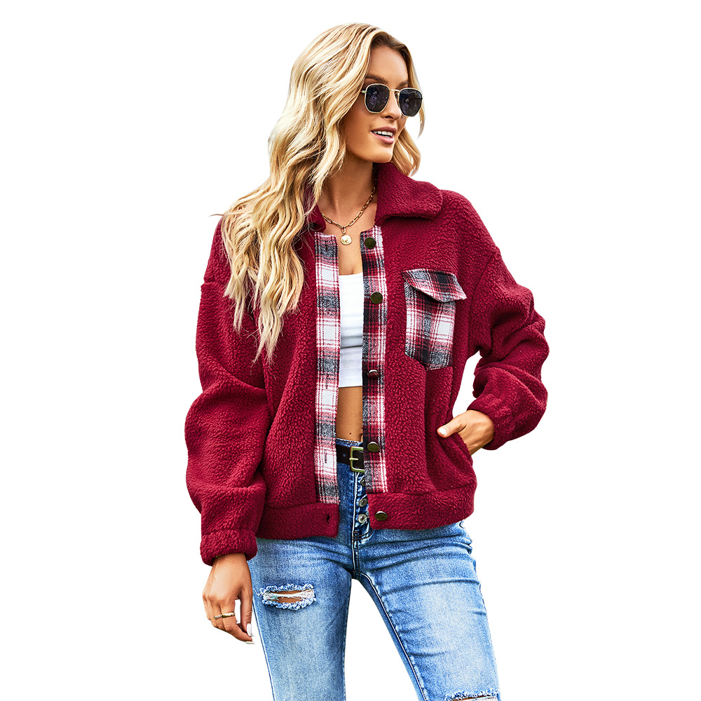 Title 2, Womens Fashion Temperament Plaid Stitching Coa...