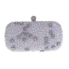 Ladies Embroidered Diamond Evening Bag Party Clutch - Red - View 1