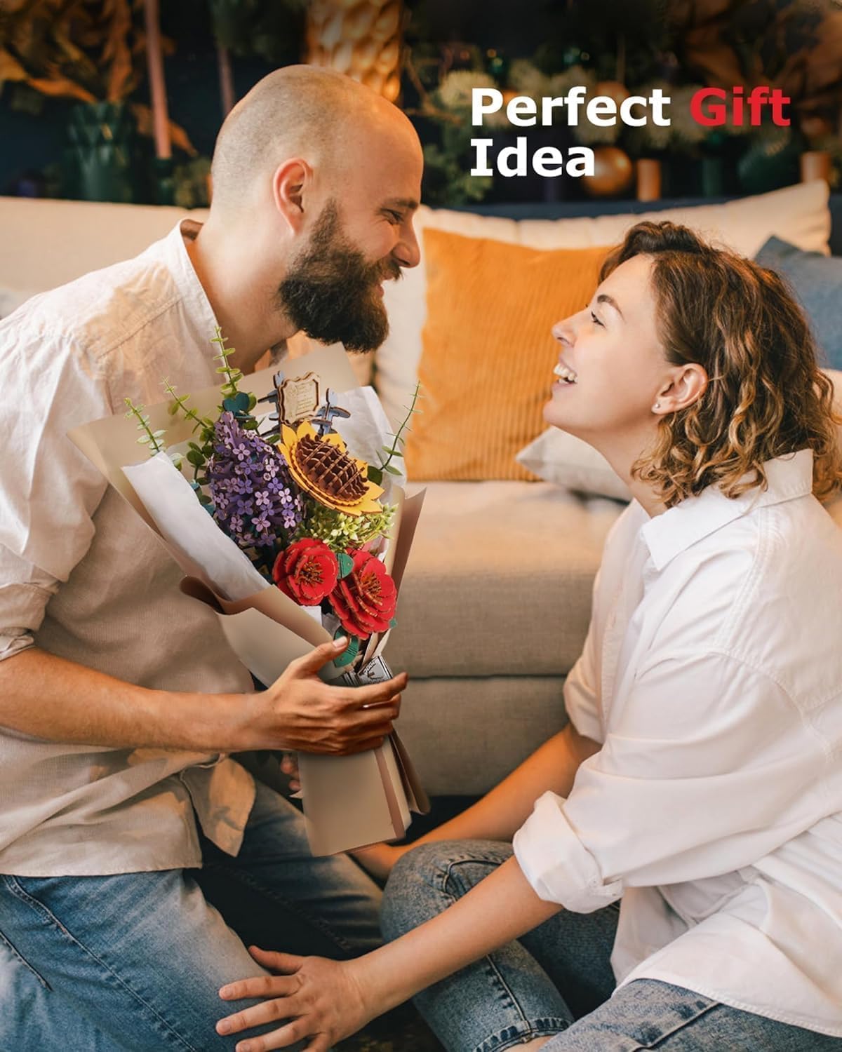 ROBOTIME Flowers 3D Wooden Puzzle Model Kits For Adults To Build, Artificial Flowers For Decoration, Home Decor Accessories Living Room, Gifts For Women On Valentine's Day, Flower Bouquet TW01H