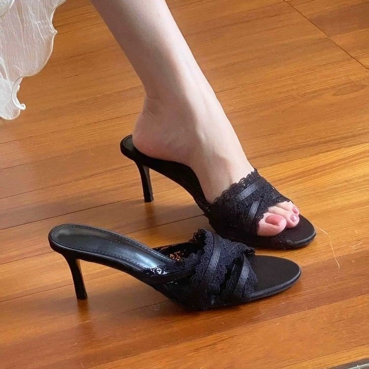 Satin One-Strap Slide Sandals, picture 3 of 4