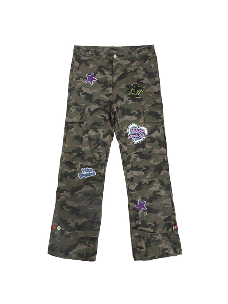 Title 5, Camouflage Towel Patch Micro-flared Overalls