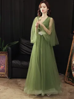 Green Wedding Dress Guzheng Art Examination Solo - Green - View 1