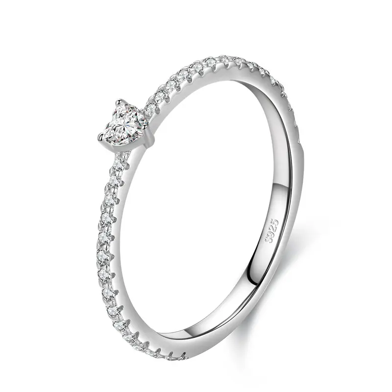 S925 Sterling Silver Light Luxury Simulation Diamond Heart-shaped Love