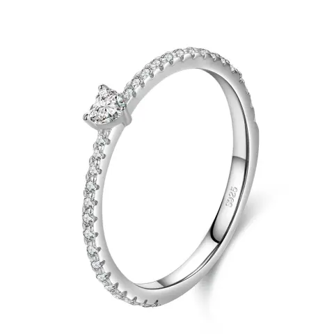 S925 Sterling Silver Light Luxury Simulation Diamond Heart-shaped Love