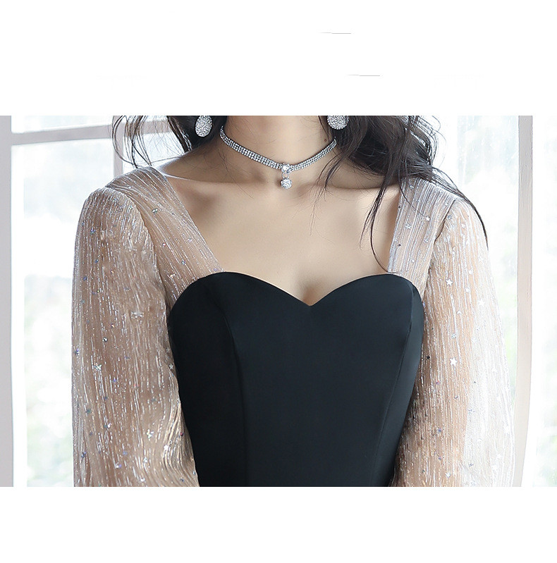 Deep V-Neck A-Line Long Evening Dress
