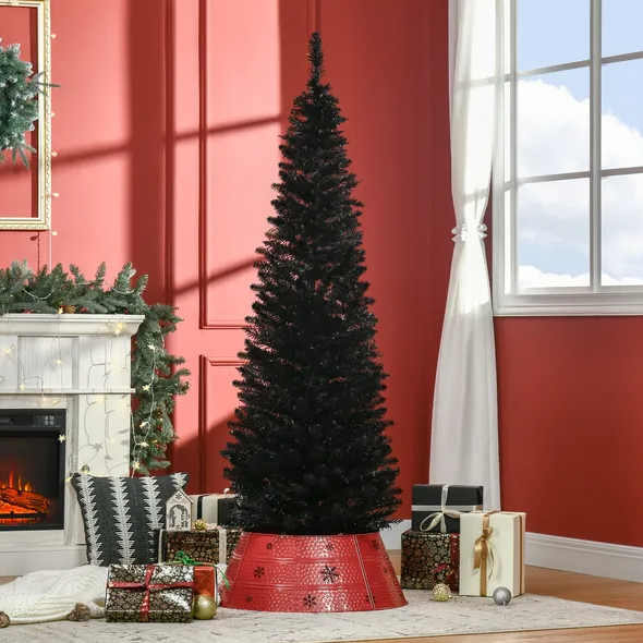 6 Ft Artificial Pencil Christmas Tree, Slim Xmas Tree With 390 Realistic Branch Tips And... thumbnail 1