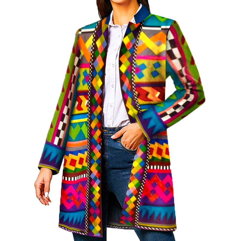 Ladies New Style Printed Fashion Lapel Coat