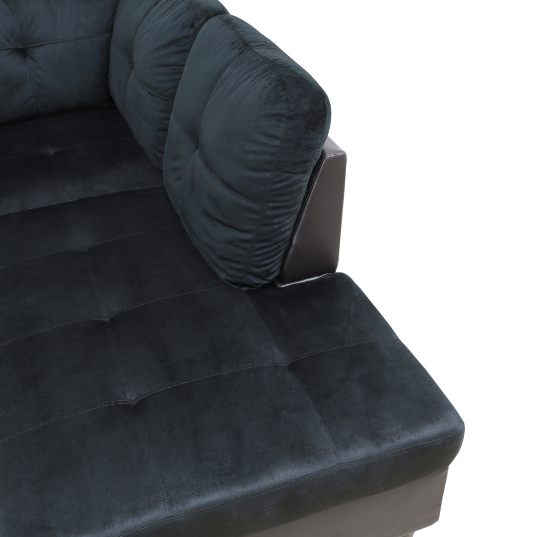 Pickup Only--Dark Blue And Brown Color Lint And PVC 3-Piece Couch Living Room Sofa Set